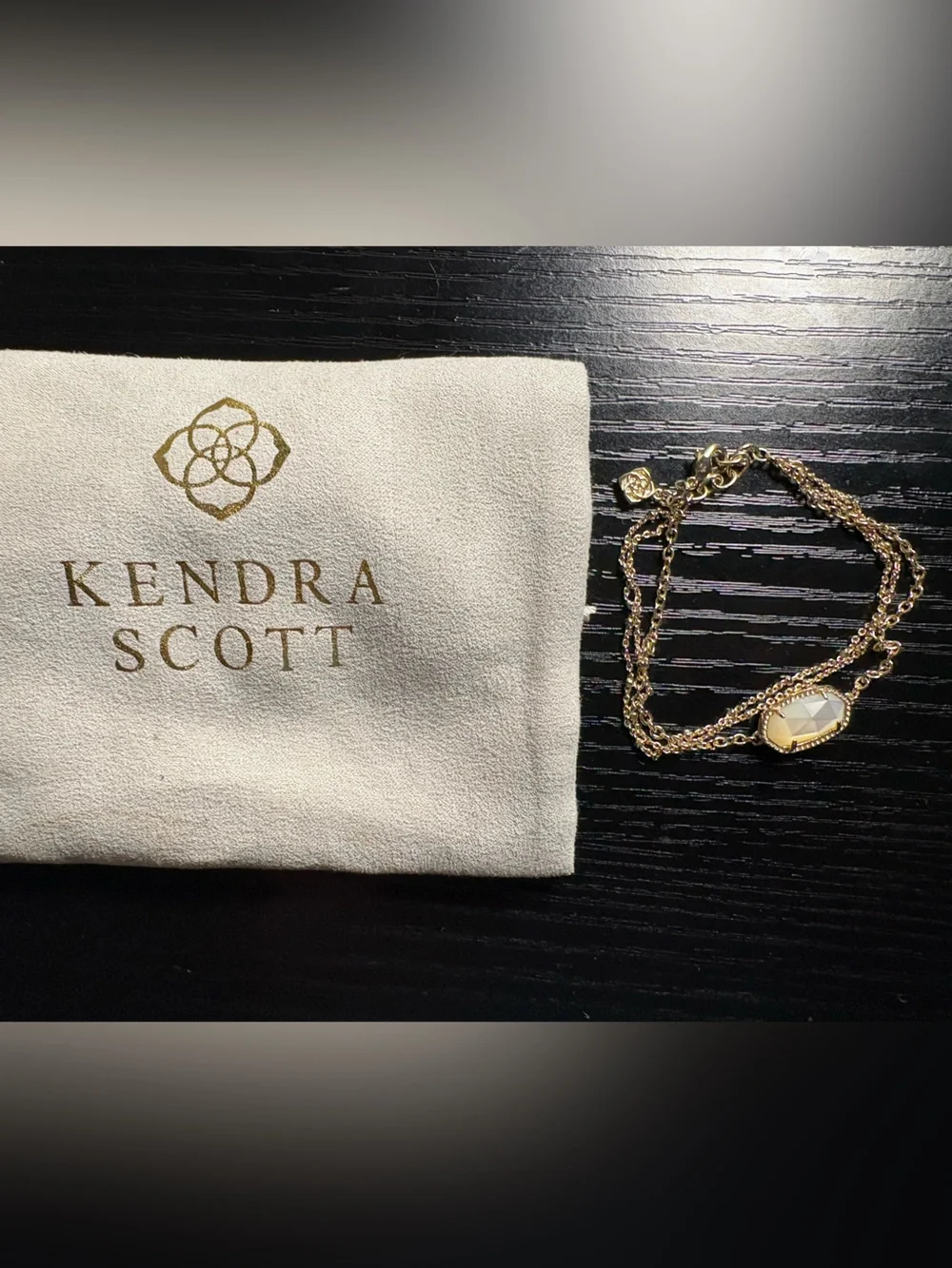 Kendra Scott Elaina Gold Multi Strand Chain Oval Bracelet Mother of Pearl